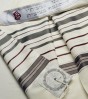 White Hermon Wool Tallit with Coloured Stripes