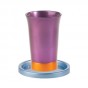 Yair Emanuel Purple Anodized Aluminium Kiddush Cup and Blue Saucer