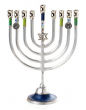 Aluminium Hanukkah Menorah with Blue Green Colour Scheme