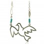 Necklace with Single Dove and Turquoise Beads from Shraga Landesman