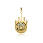 Hamsa with Doves, Star of David and Roman Glass in 14K Gold