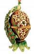 Gold Plated Spice Holder in Brown with Floral Pattern, Green Bird and Crystals