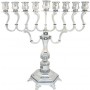 Menorah in Nickel with Curved Branches and Engravings