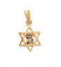 Gold Plated Star of David Pendant with Hoshen Stones