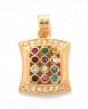 Gold Plated Hoshen Pendant with Gemstones and Rows of Zirconia