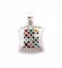 Rhodium Plated Hoshen Pendant with Rows of Gemstones and Cubic Zirconia
