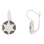 Star of David Lever-Back Earrings with Black & White Zircon Stones