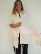 Silk Women's Tallit in White with Pink Pomegranates by Galilee Silks