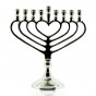 Menorah with Slender Heart-Shaped Branches in Silver